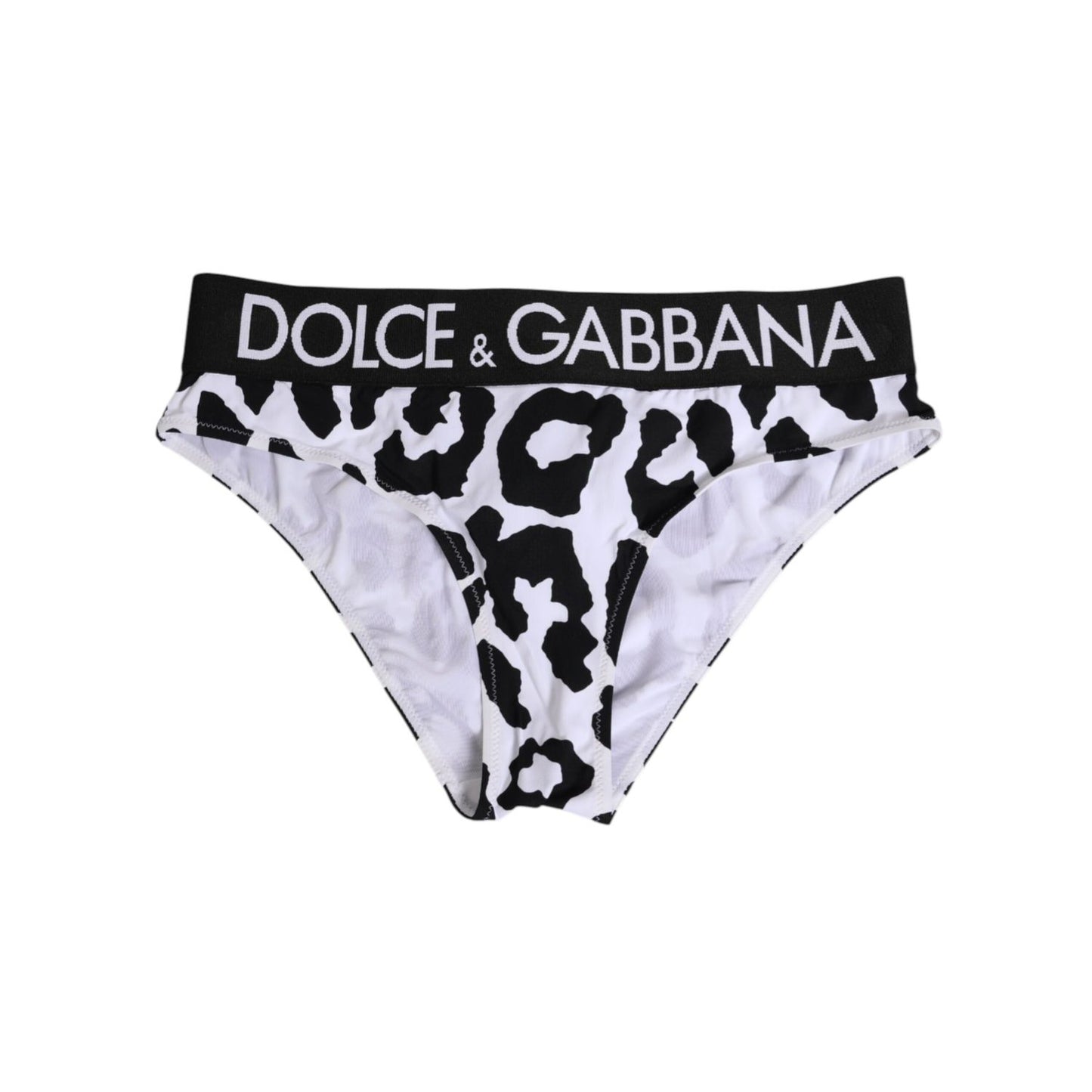 Dolce & Gabbana White Leopard Nylon High Waist Panty Underwear Dolce & Gabbana