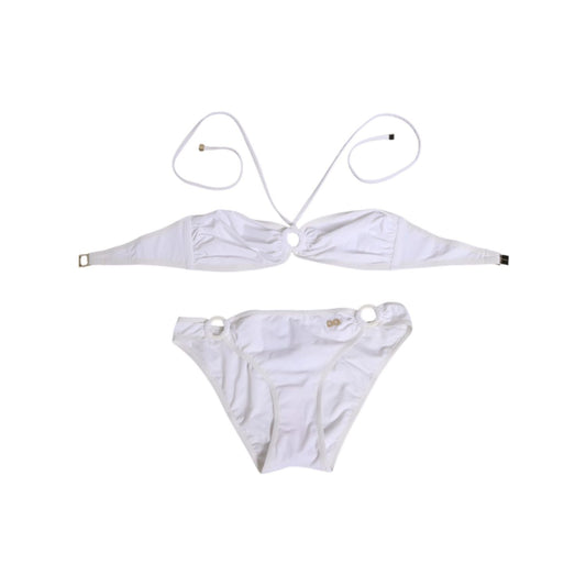 Dolce & Gabbana White Logo Swimsuit 2 Piece Top Bottom Swimwear