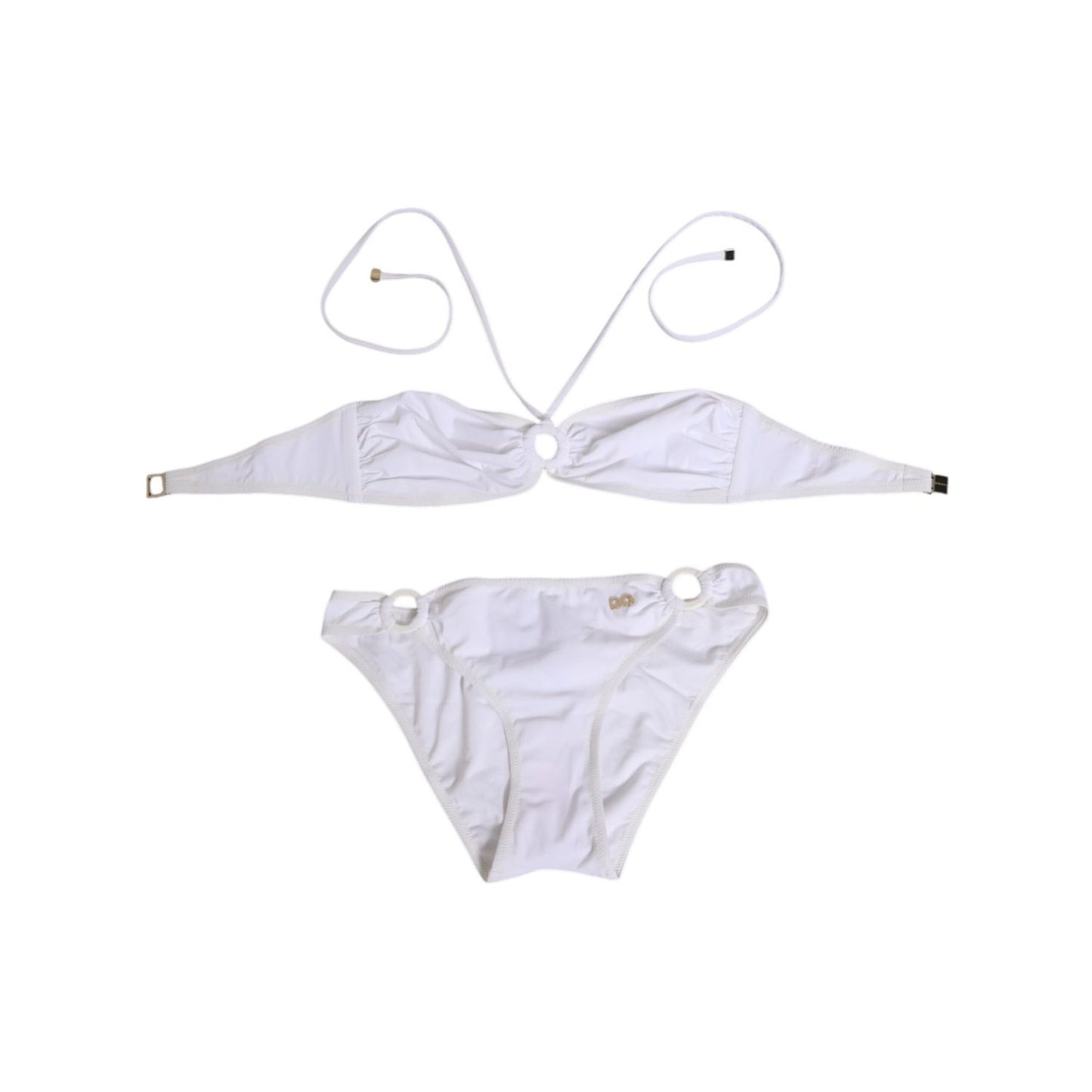 Dolce & Gabbana White Logo Swimsuit 2 Piece Top Bottom Swimwear Dolce & Gabbana