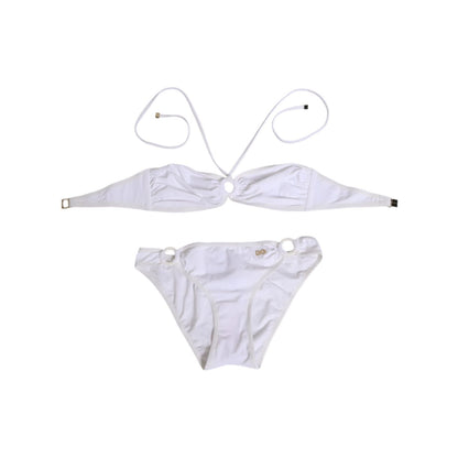 Dolce & Gabbana White Logo Swimsuit 2 Piece Top Bottom Swimwear Dolce & Gabbana