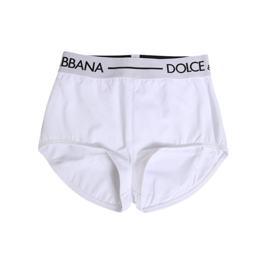 Dolce & Gabbana White Nylon Logo Waistband Shorts Underwear Dolce & Gabbana