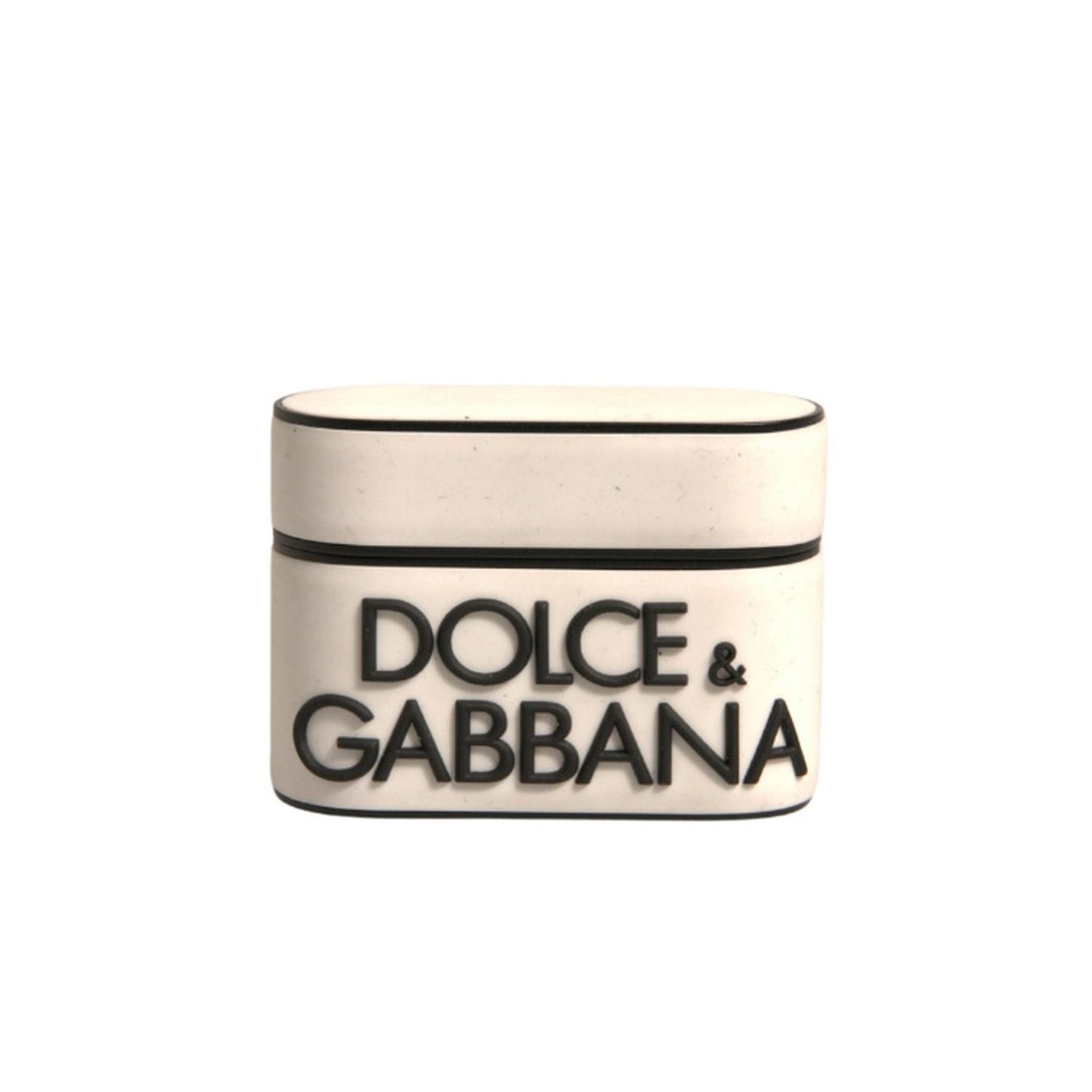 Dolce & Gabbana White PVC Embossed Logo Plaque Holder Airpods Case Dolce & Gabbana
