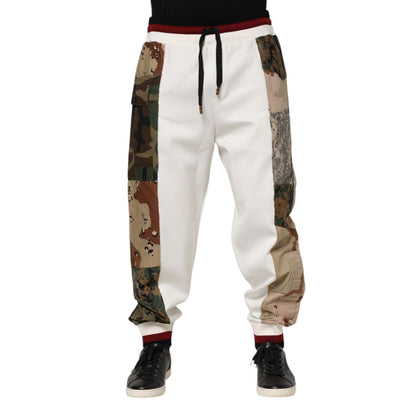 Dolce & Gabbana White Patchwork Mens Jogger Pants Dolce & Gabbana