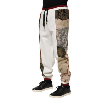 Dolce & Gabbana White Patchwork Mens Jogger Pants Dolce & Gabbana