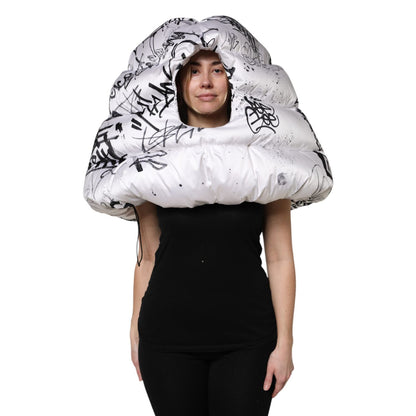Dolce & Gabbana White Polyester Printed Hood Quilted Hat Dolce & Gabbana