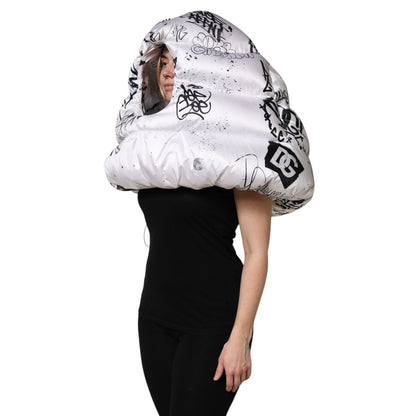 Dolce & Gabbana White Polyester Printed Hood Quilted Hat Dolce & Gabbana