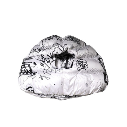 Dolce & Gabbana White Polyester Printed Hood Quilted Hat Dolce & Gabbana