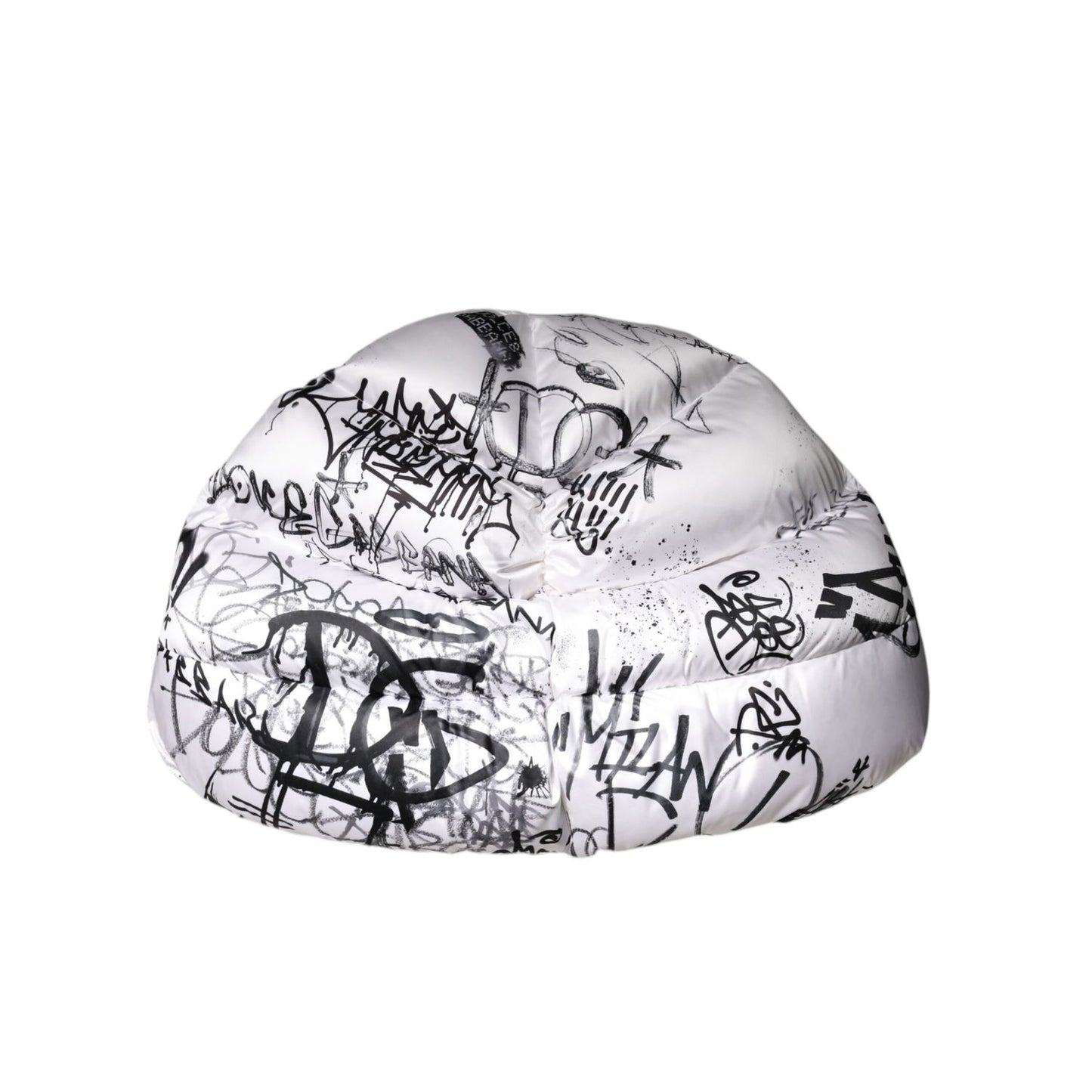 Dolce & Gabbana White Polyester Printed Hood Quilted Hat Dolce & Gabbana