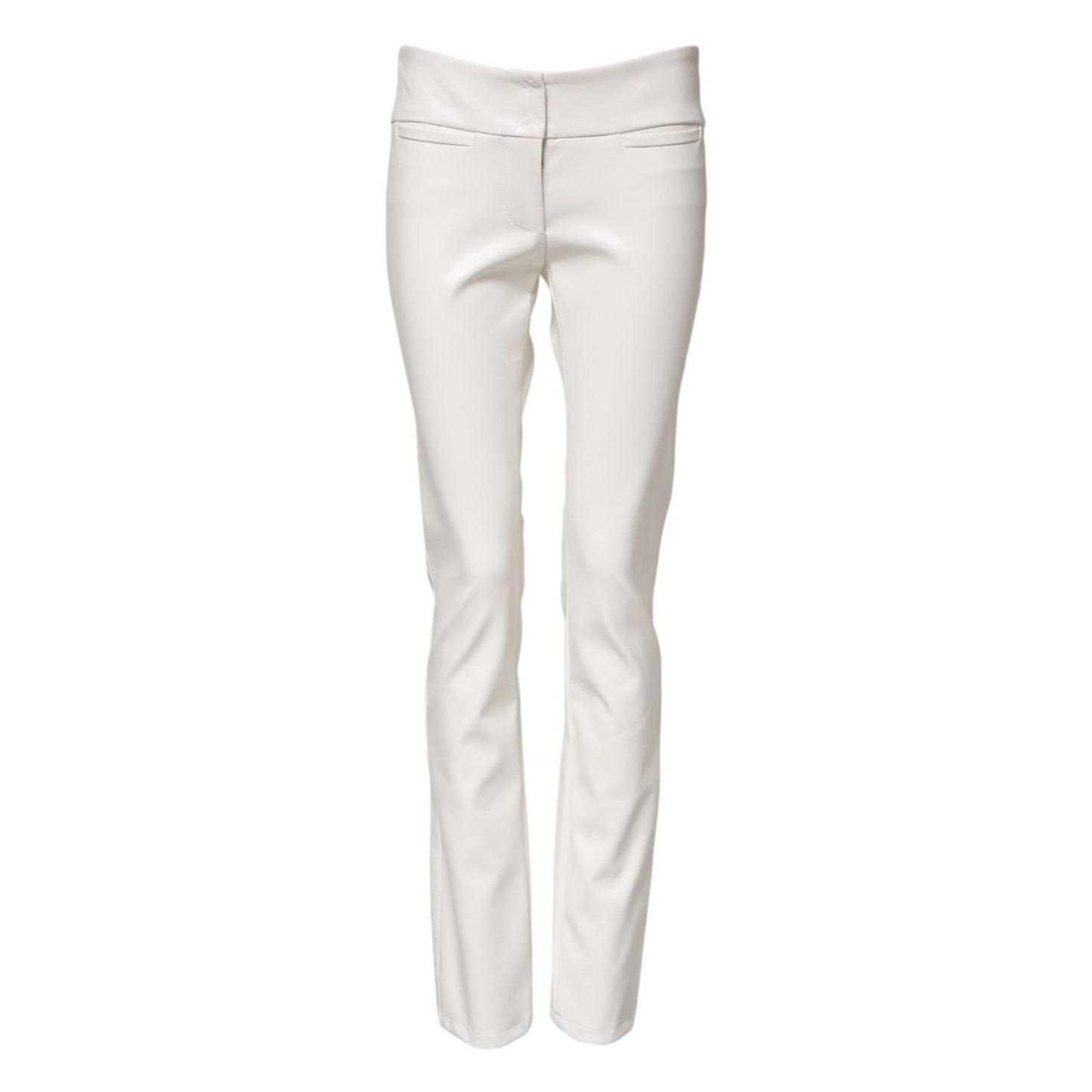 Dolce & Gabbana White Polyurethane High Waist Tapered Pants Dolce & Gabbana