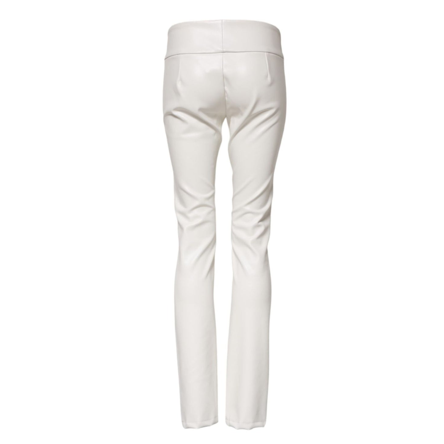 Dolce & Gabbana White Polyurethane High Waist Tapered Pants Dolce & Gabbana