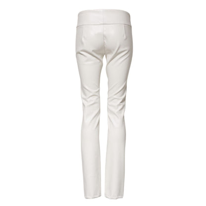 Dolce & Gabbana White Polyurethane High Waist Tapered Pants Dolce & Gabbana