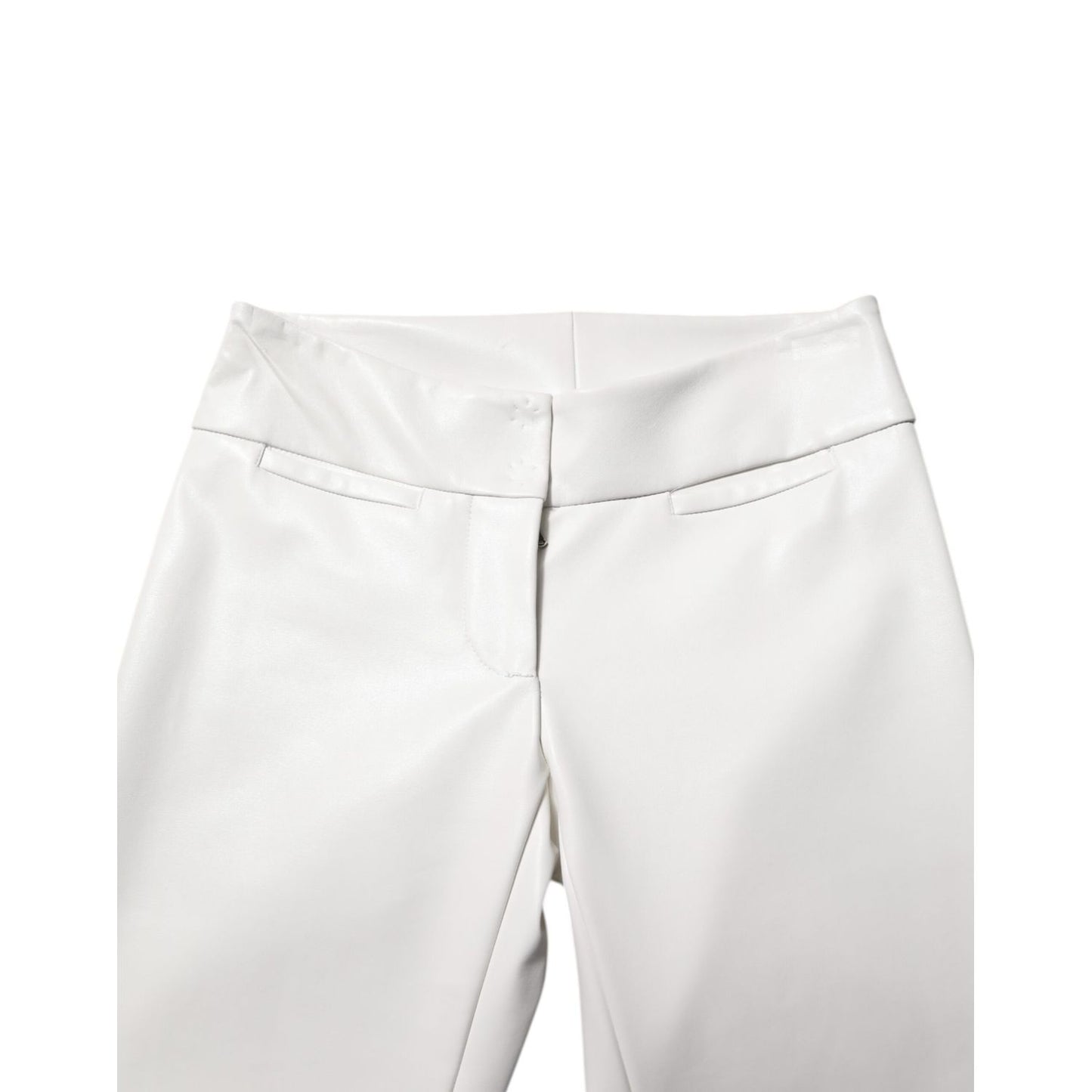 Dolce & Gabbana White Polyurethane High Waist Tapered Pants Dolce & Gabbana