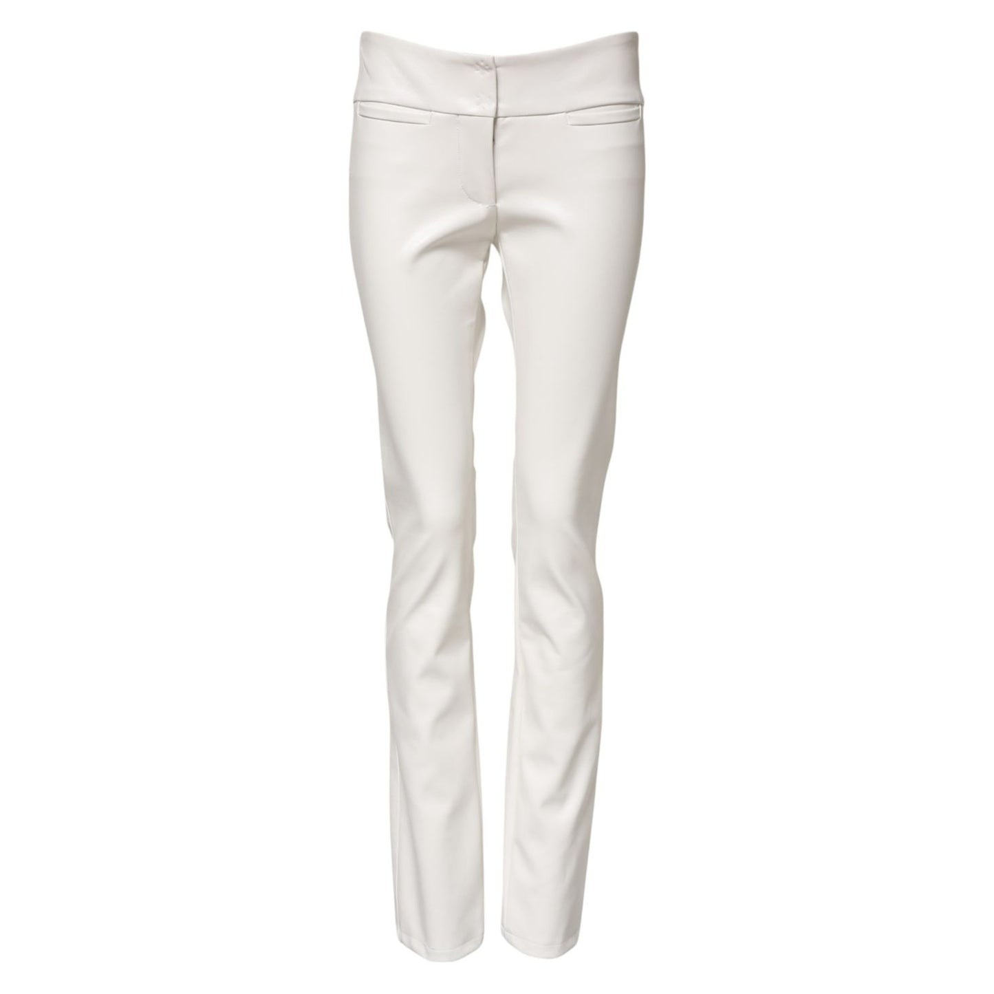 Dolce & Gabbana White Polyurethane High Waist Tapered Pants Dolce & Gabbana