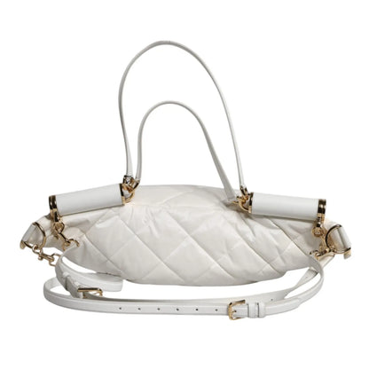 Dolce & Gabbana White Quilted Logo 90's Sicily Belt Waist Fanny Pack Bag