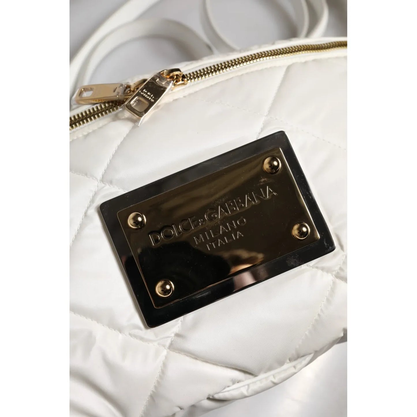 Dolce & Gabbana White Quilted Logo 90's Sicily Belt Waist Fanny Pack Bag