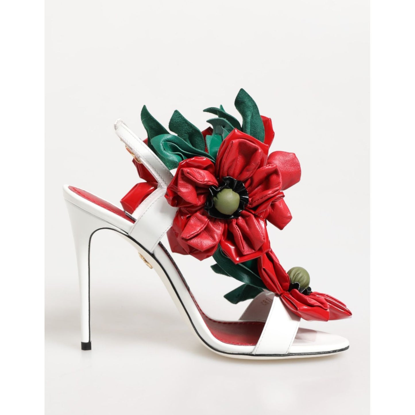 Dolce & Gabbana White Red Floral Detailing Sandals Shoes Dolce & Gabbana