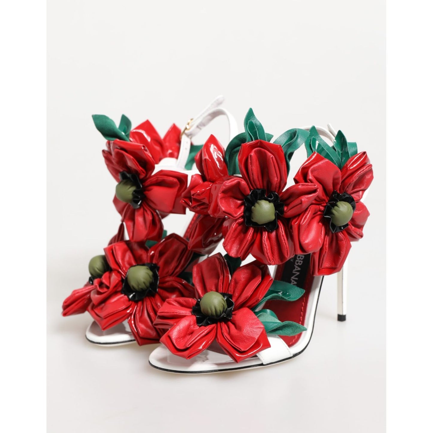 Dolce & Gabbana White Red Floral Detailing Sandals Shoes Dolce & Gabbana