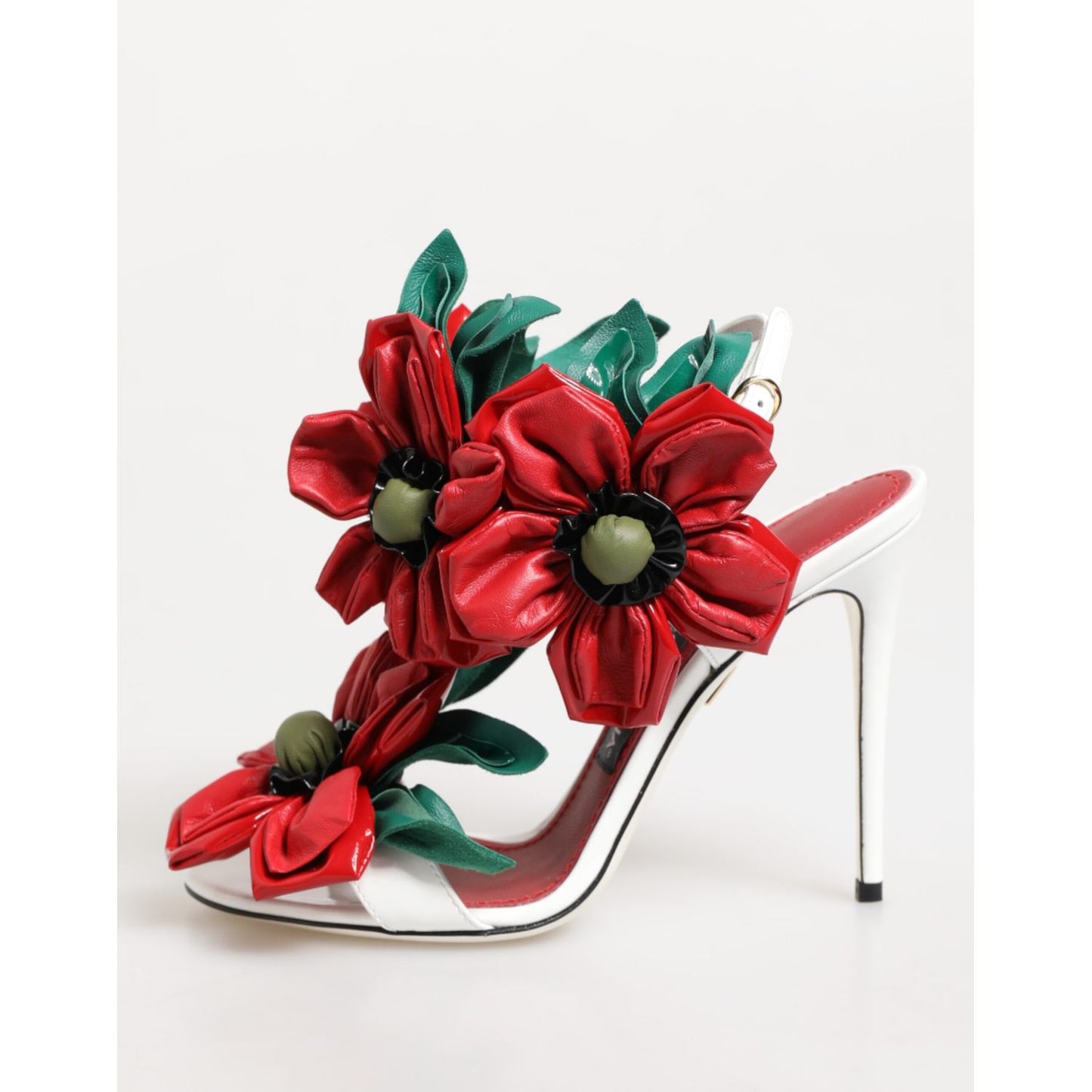 Dolce & Gabbana White Red Floral Detailing Sandals Shoes Dolce & Gabbana