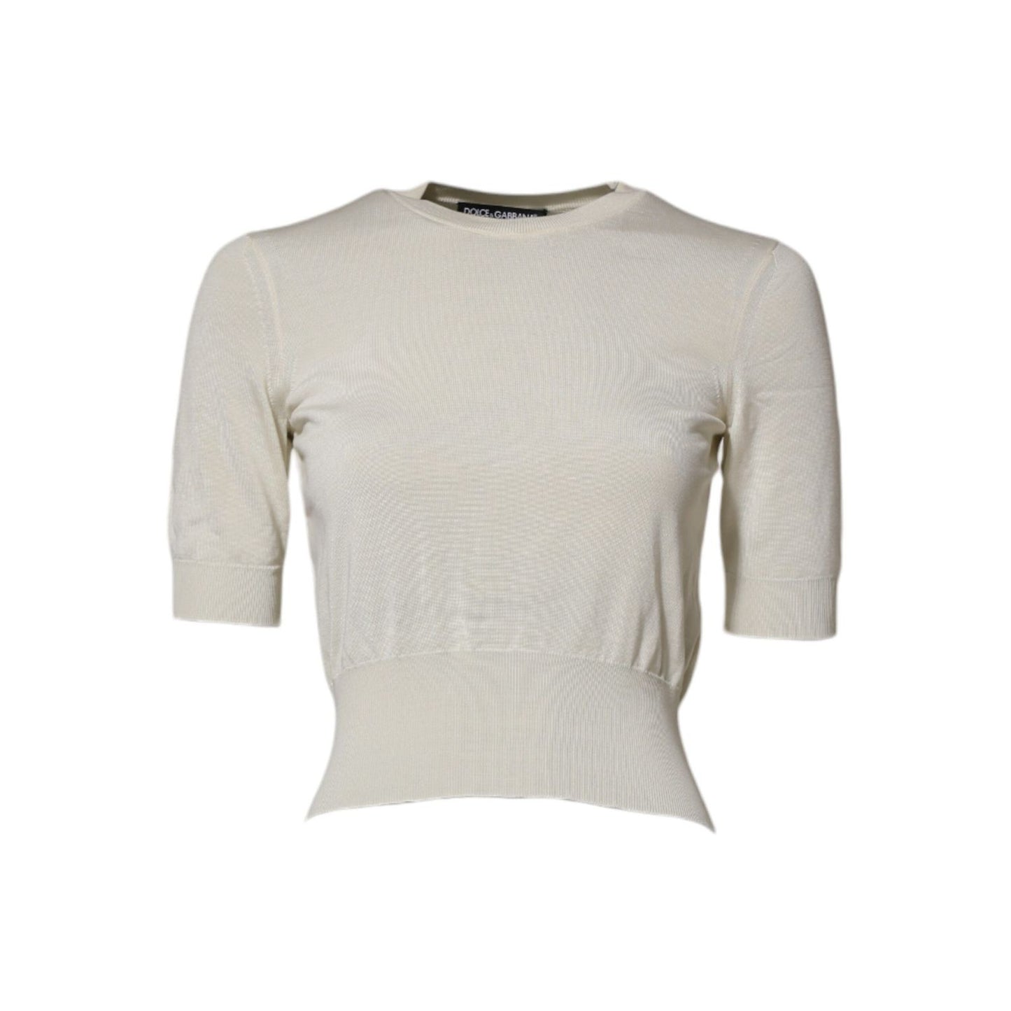 Dolce & Gabbana White Silk Short Sleeves Blouse Pullover Top