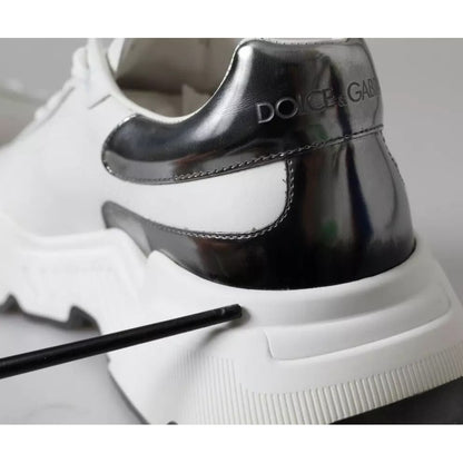 Dolce & Gabbana White Silver Leather Sport DAYMASTER Sneakers