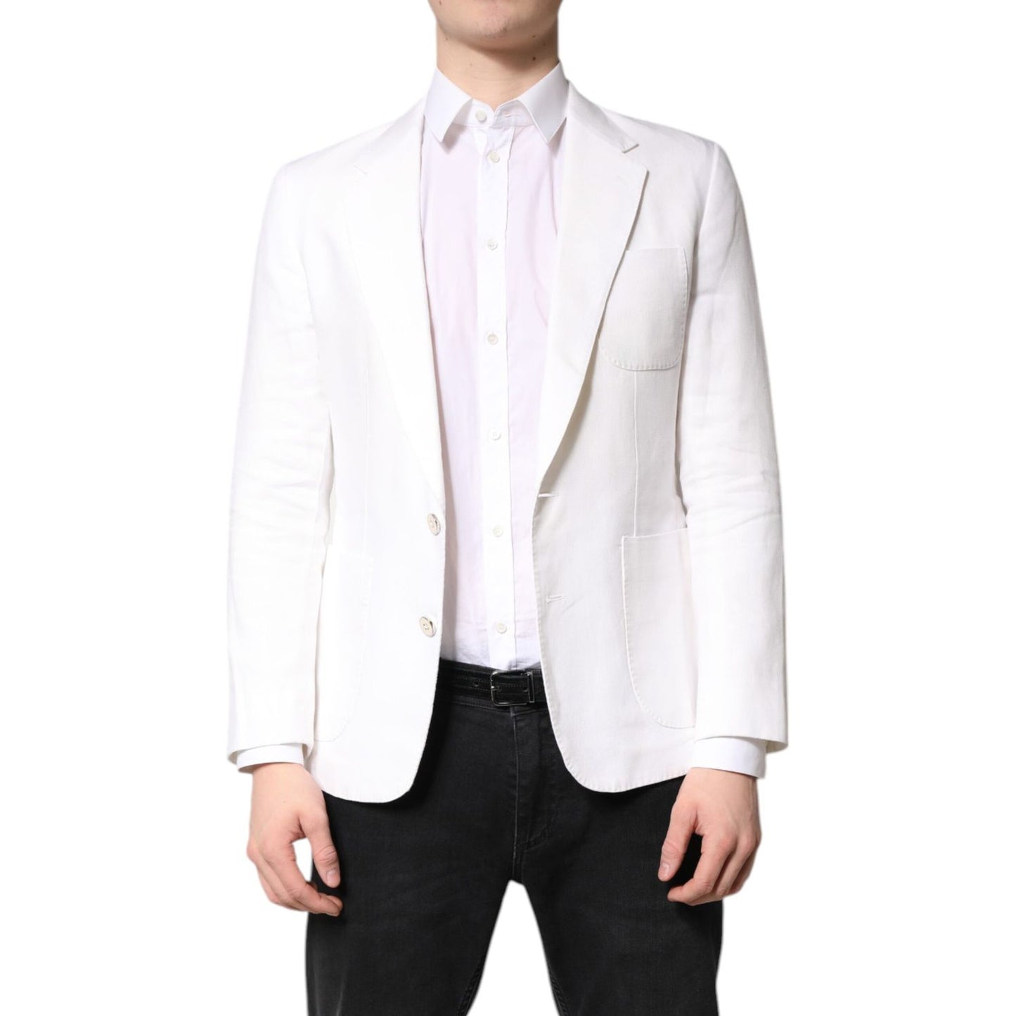 Dolce & Gabbana White Single Breasted Men Coat Blazer Suit Dolce & Gabbana