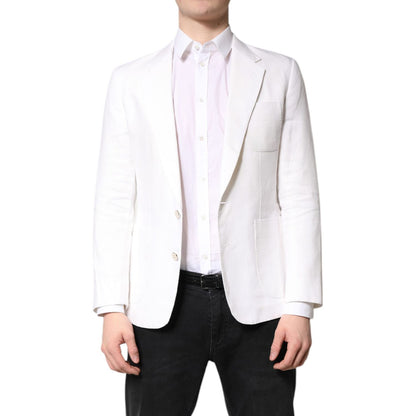 Dolce & Gabbana White Single Breasted Men Coat Blazer Suit Dolce & Gabbana