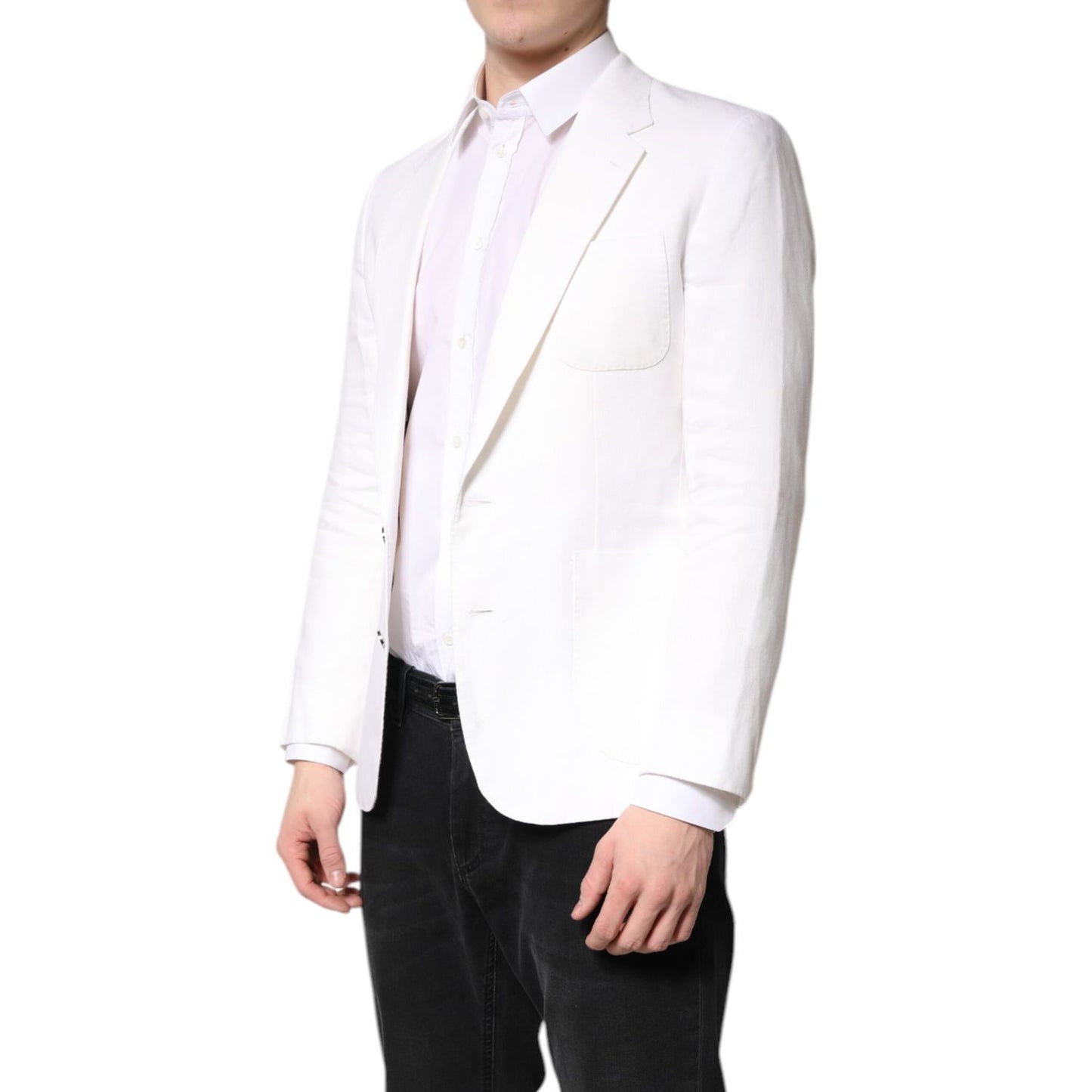 Dolce & Gabbana White Single Breasted Men Coat Blazer Suit Dolce & Gabbana