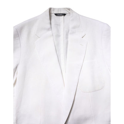 Dolce & Gabbana White Single Breasted Men Coat Blazer Suit Dolce & Gabbana
