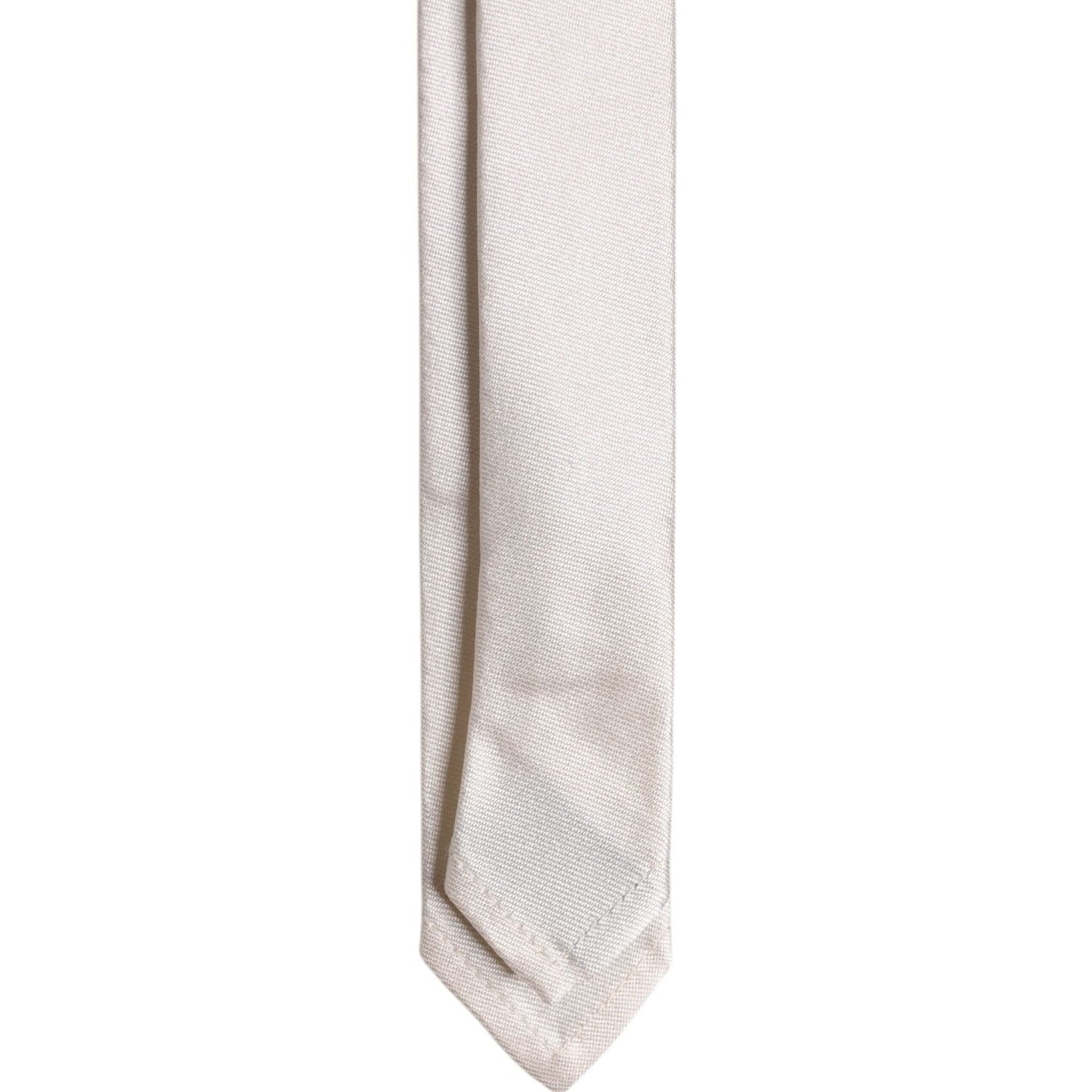 Dolce & Gabbana White Solid Silk Adjustable Necktie Tie Dolce & Gabbana