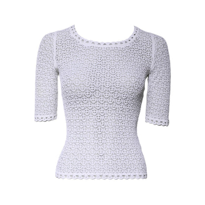 Dolce & Gabbana White Viscose Short Sleeve Crochet Top Dolce & Gabbana