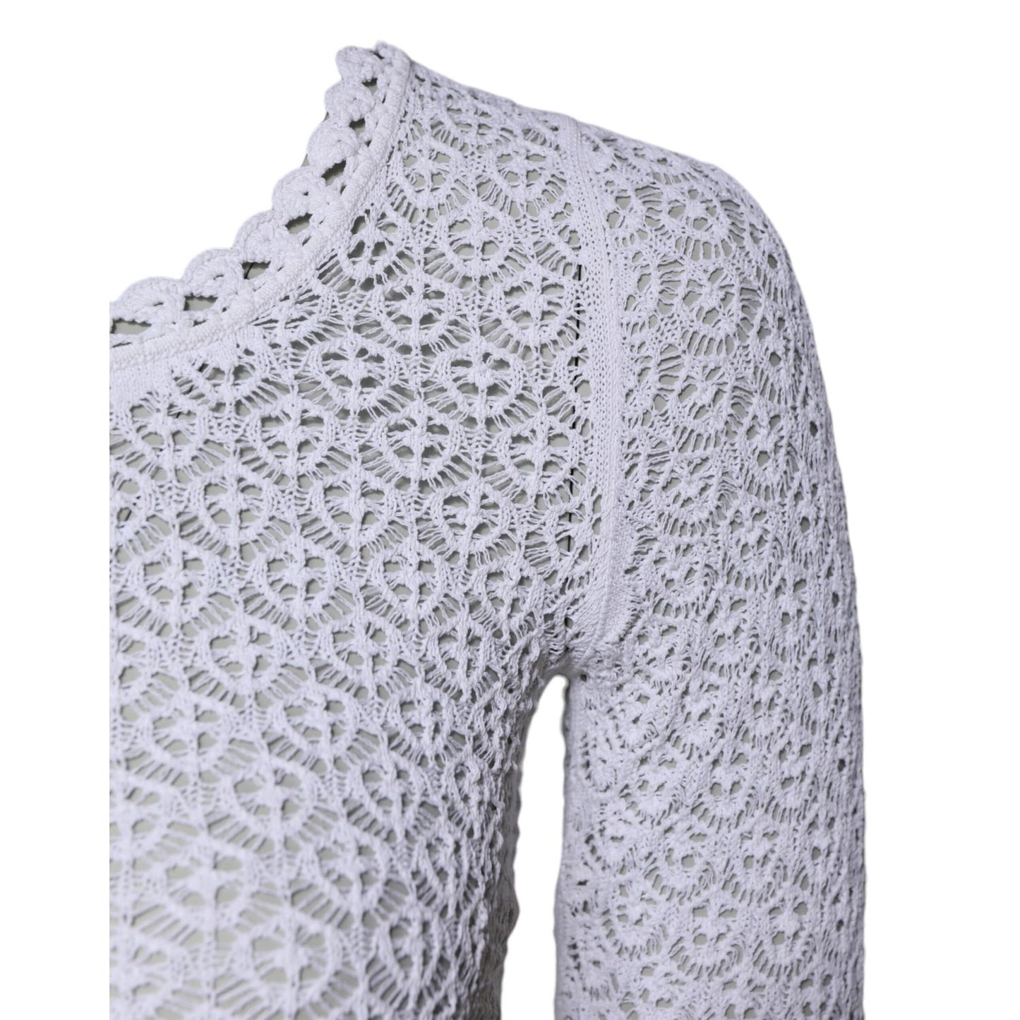 Dolce & Gabbana White Viscose Short Sleeve Crochet Top Dolce & Gabbana