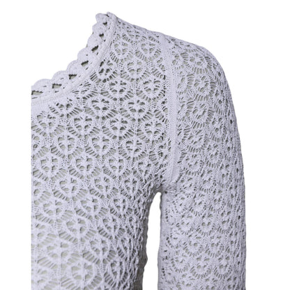 Dolce & Gabbana White Viscose Short Sleeve Crochet Top Dolce & Gabbana
