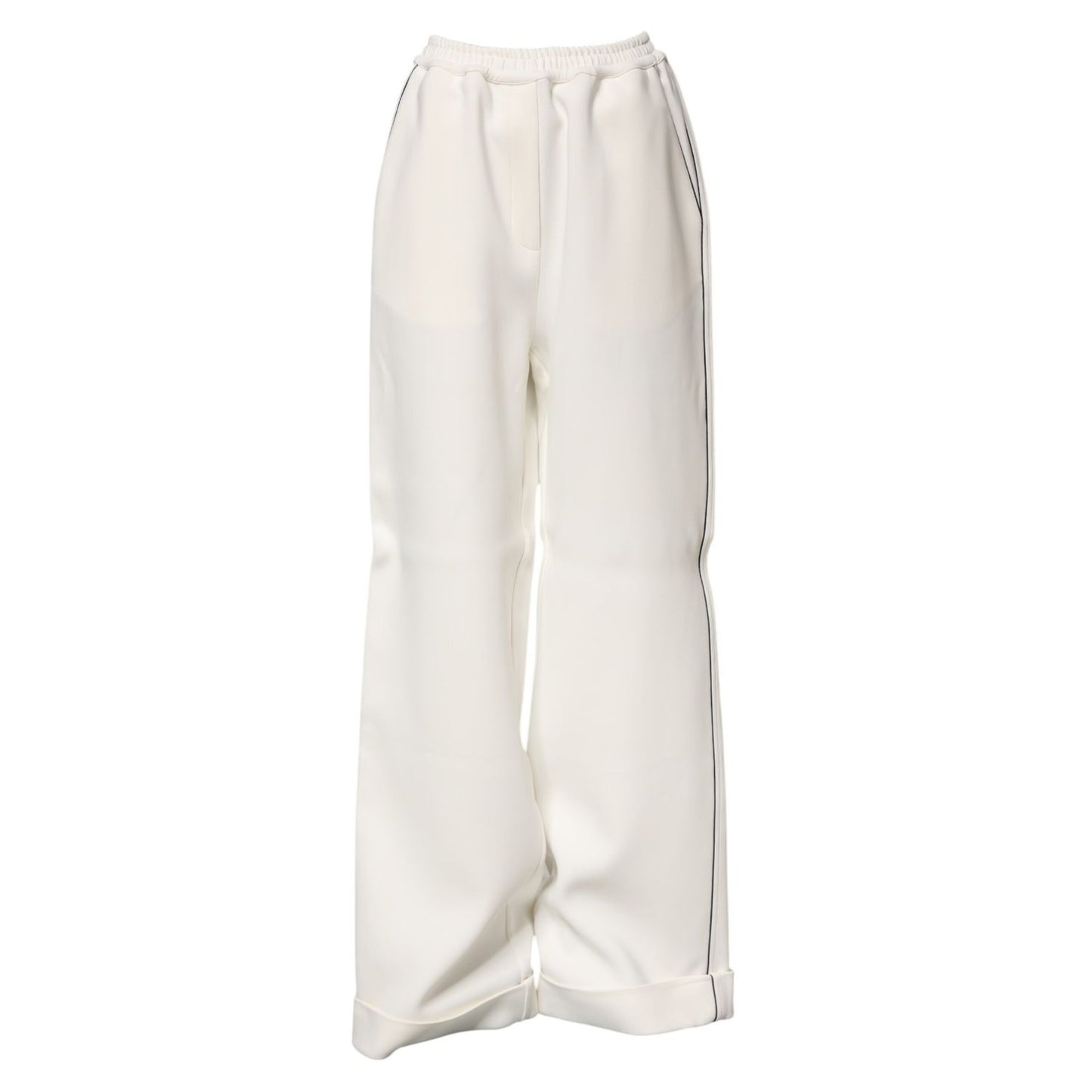 Dolce & Gabbana White Viscose Wide Leg Pull On Pants Dolce & Gabbana