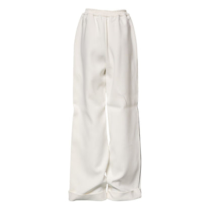 Dolce & Gabbana White Viscose Wide Leg Pull On Pants Dolce & Gabbana