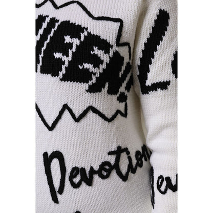 Dolce & Gabbana White Wool Knit Crew Neck Pullover Sweater Dolce & Gabbana