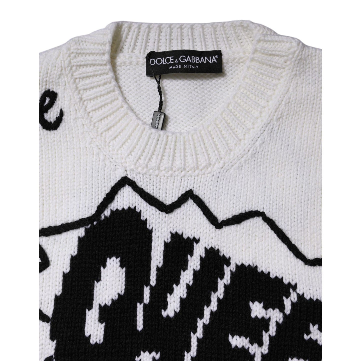 Dolce & Gabbana White Wool Knit Crew Neck Pullover Sweater Dolce & Gabbana
