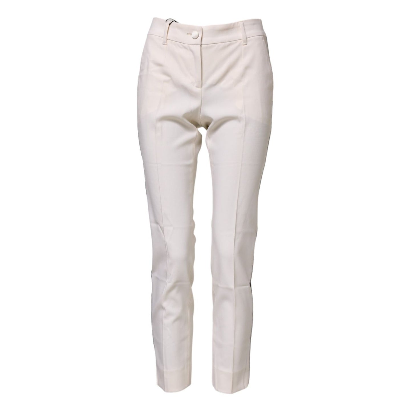 Dolce & Gabbana White Wool Tapered High Waist Pants Dolce & Gabbana