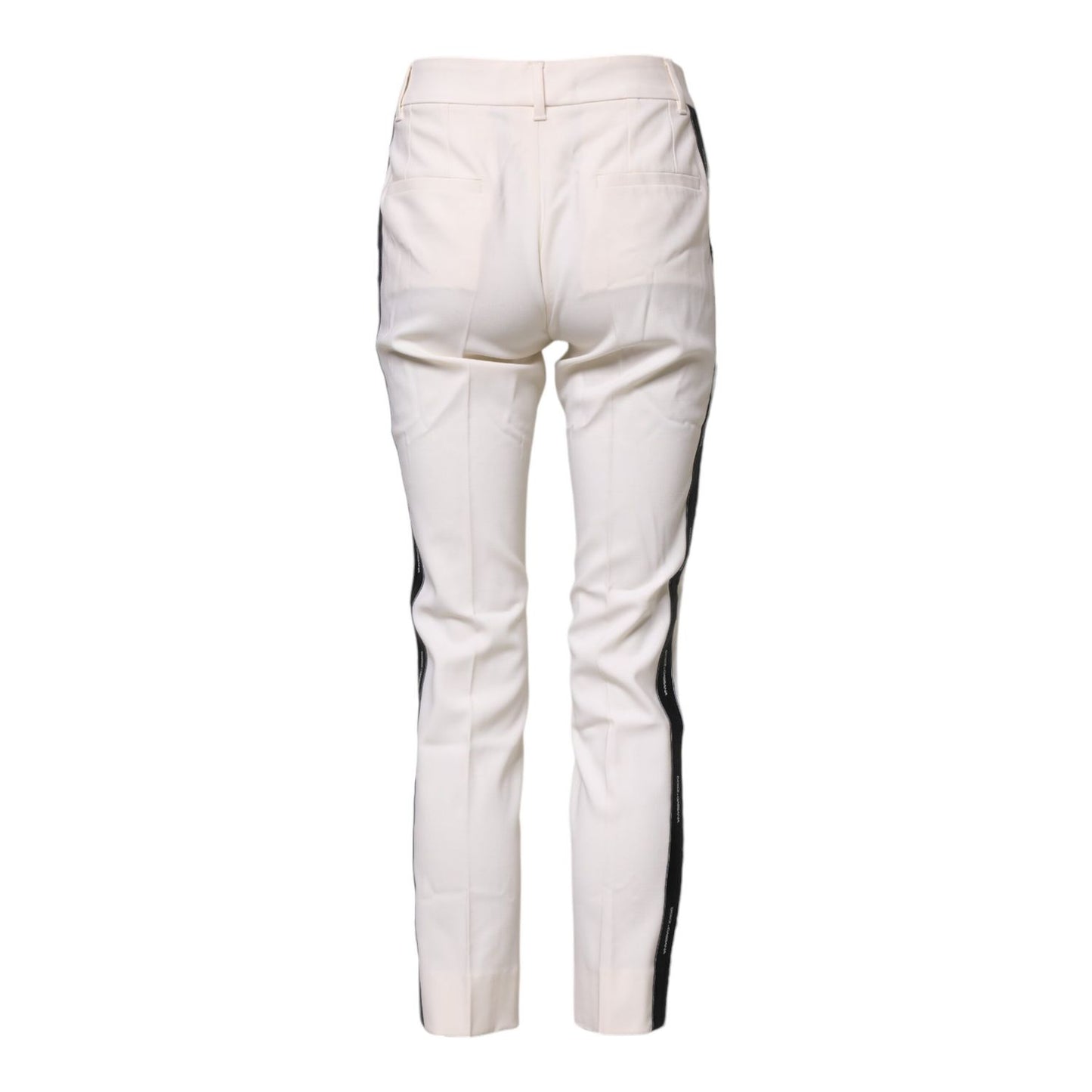 Dolce & Gabbana White Wool Tapered High Waist Pants Dolce & Gabbana