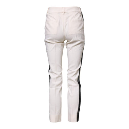 Dolce & Gabbana White Wool Tapered High Waist Pants Dolce & Gabbana