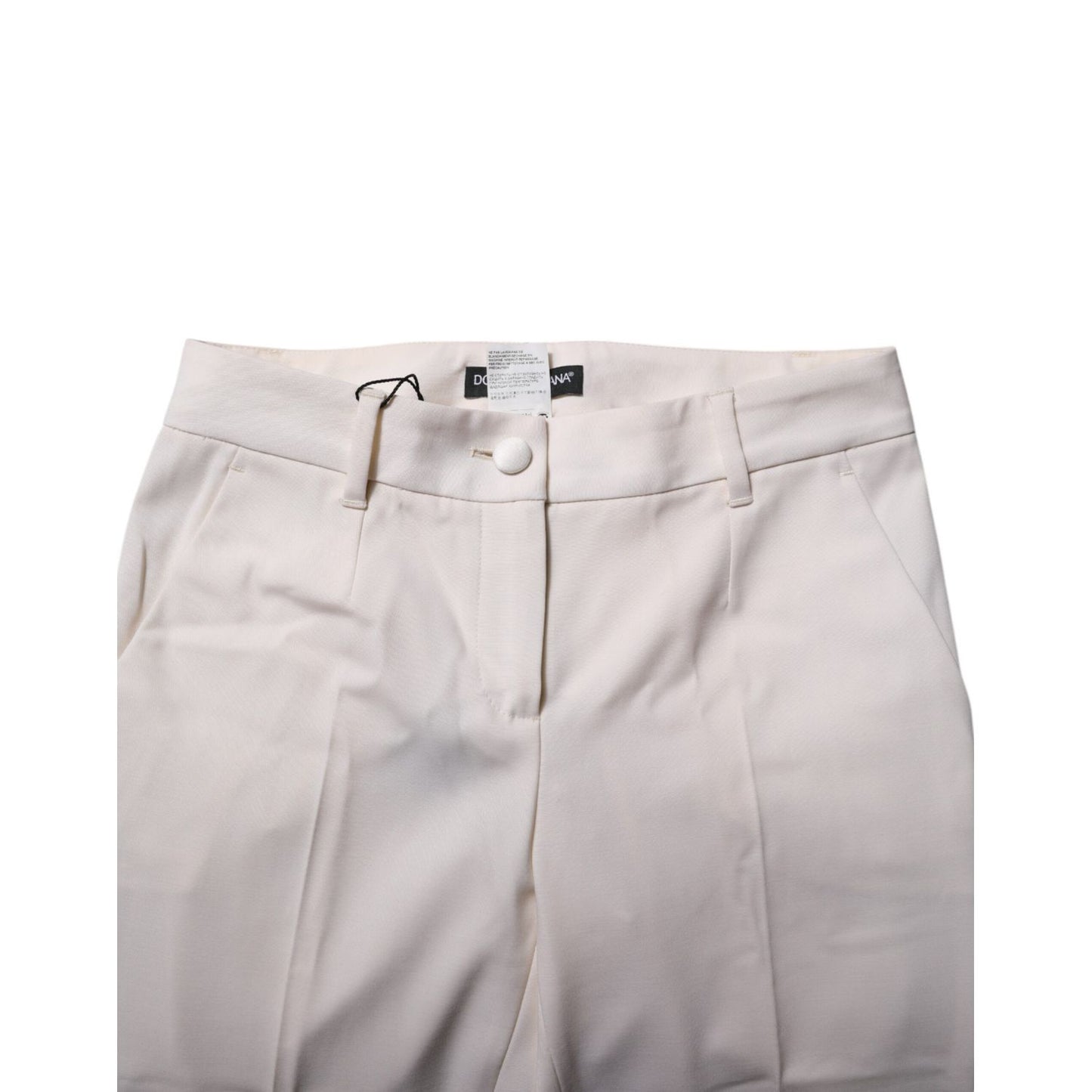 Dolce & Gabbana White Wool Tapered High Waist Pants Dolce & Gabbana