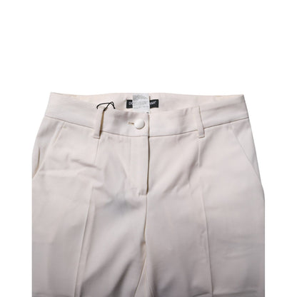 Dolce & Gabbana White Wool Tapered High Waist Pants Dolce & Gabbana