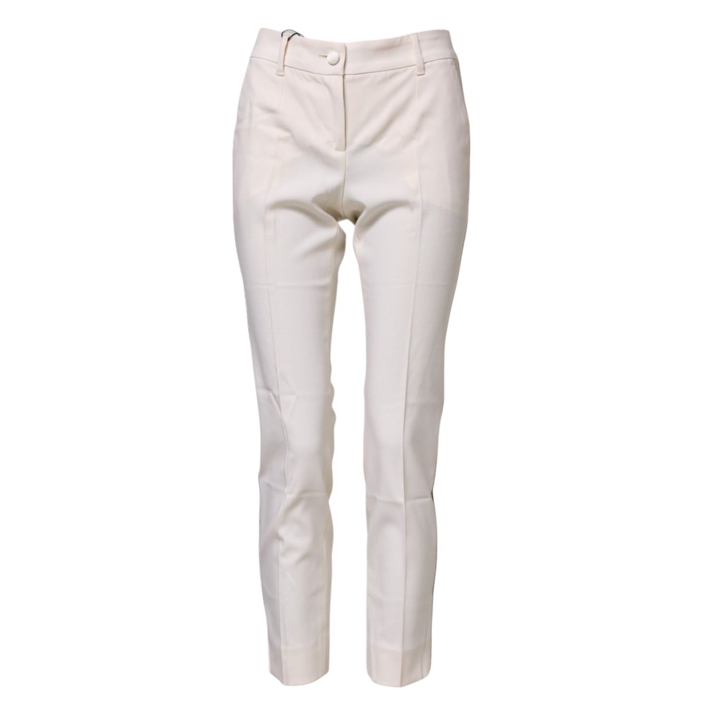 Dolce & Gabbana White Wool Tapered High Waist Pants Dolce & Gabbana