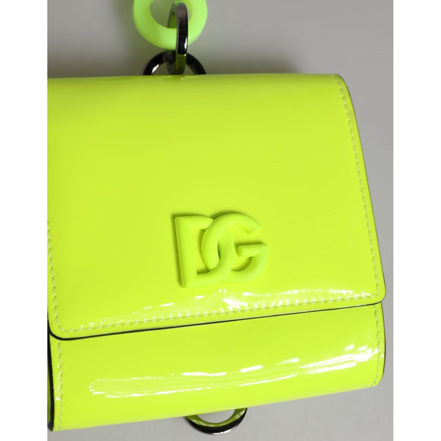 Dolce & Gabbana Yellow Green Bifold DG Logo Neck Strap Cardholder Wallet