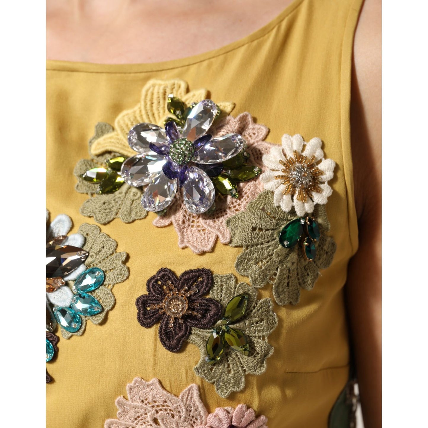 Dolce & Gabbana Yellow Silk Floral Embroidered Maxi Dress Dolce & Gabbana