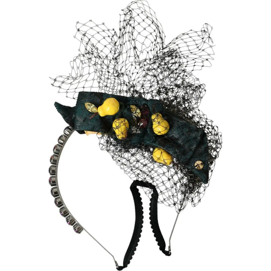 Dolce & Gabbana | Black Lemons Sicily Purple Crystal Net Headband Diadem| McRichard Designer Brands   