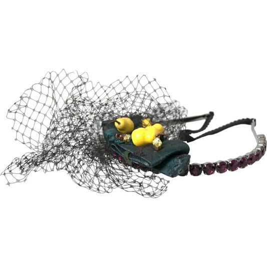 Dolce & Gabbana | Black Lemons Sicily Purple Crystal Net Headband Diadem| McRichard Designer Brands   