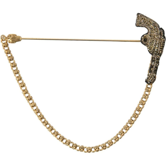Dolce & Gabbana | Brass Copper Silk Revolver Gun Men Brooch Lapel Pin| McRichard Designer Brands   