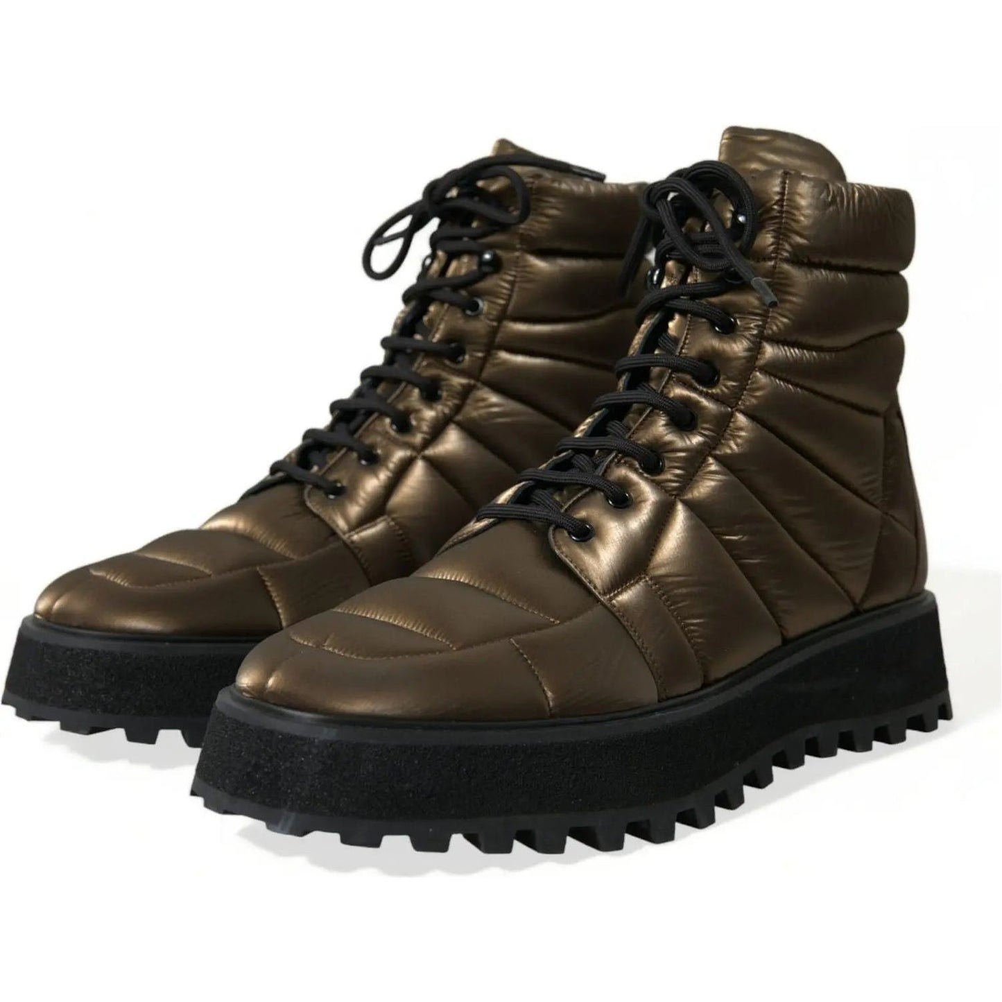 Dolce & Gabbana Bronze Plateau Padded Boots with DG Logo Plate bronze-plateau-padded-boots-with-dg-logo-plate