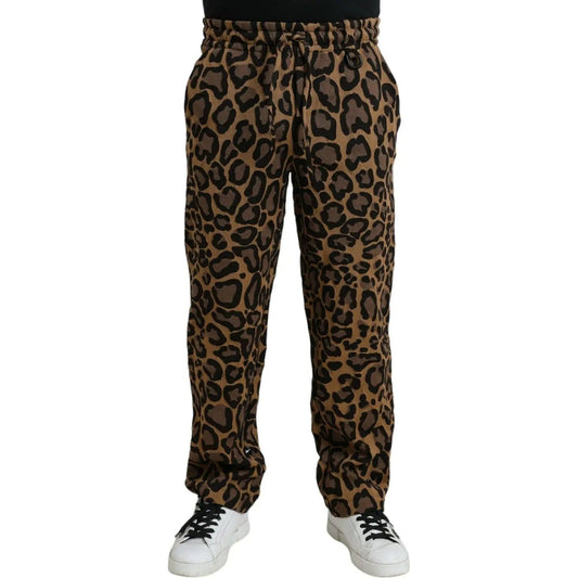 Dolce & Gabbana Brown Leopard Print Polyester Jogger Pants brown-leopard-print-polyester-jogger-pants