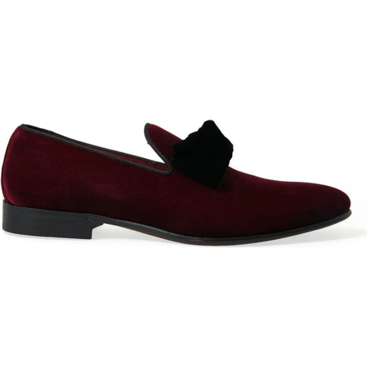 Dolce & Gabbana | Burgundy Velvet Loafers - Elegance with a Twist| McRichard Designer Brands   